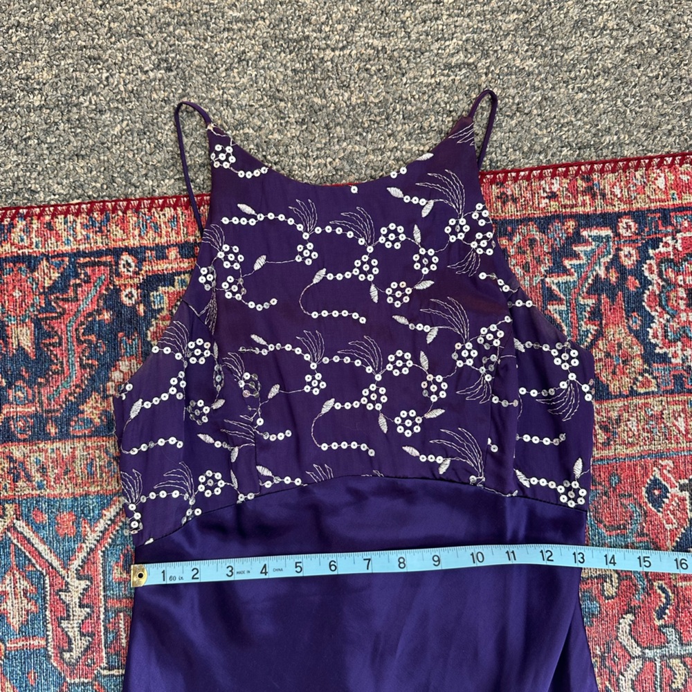 Morgan and Co. Vintage Y2K Purple Prom Maxi Dress Satin Corset 2000s Sz Small - Picture 7 of 8